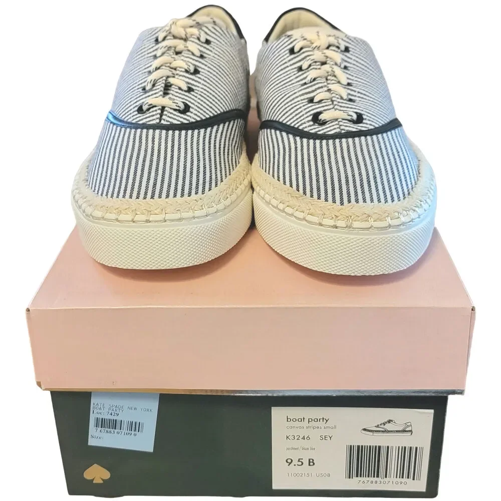 Kate Spade Women Boat Party Espadrille Sneakers Size US 9.5B Blazer Blue Striped